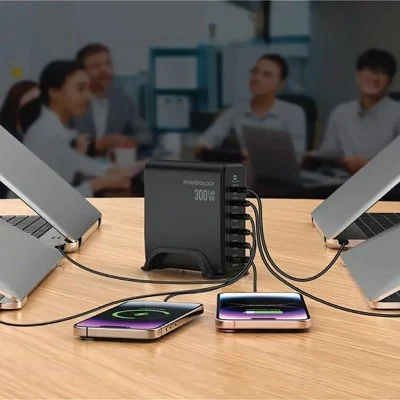 Powerology Volt-X GaN 300W Smart Desktop Charger - Black